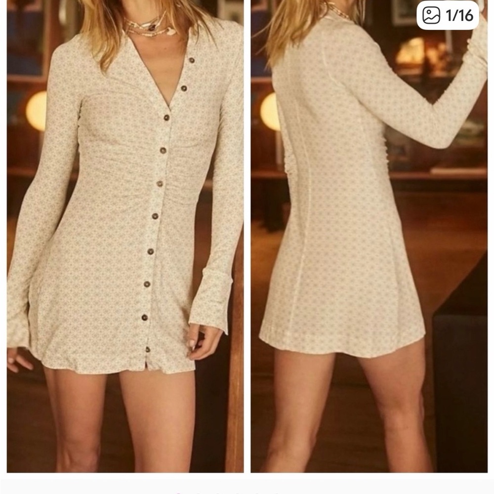 Free People Shayla Mini Dress in Ivory Floral